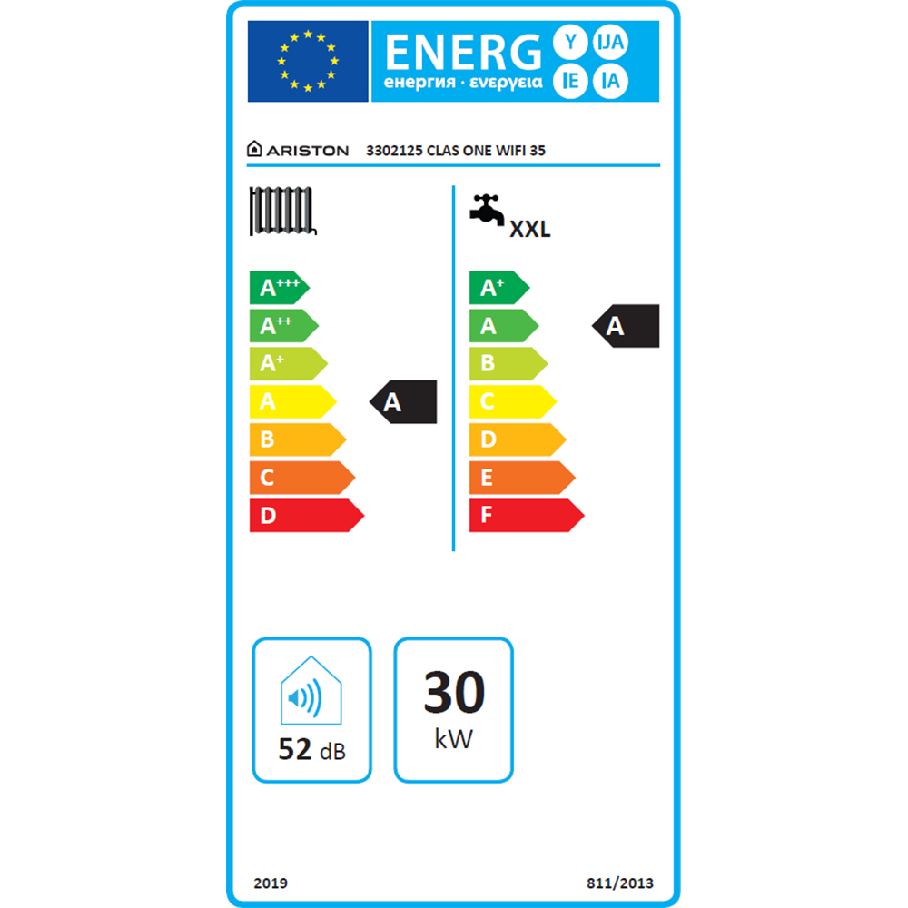 Centrala termica pe gaz in condensare ARISTON Clas One+, 35 kW, Wi-Fi, Schimbator de caldura inox, Kit evacuare inclus