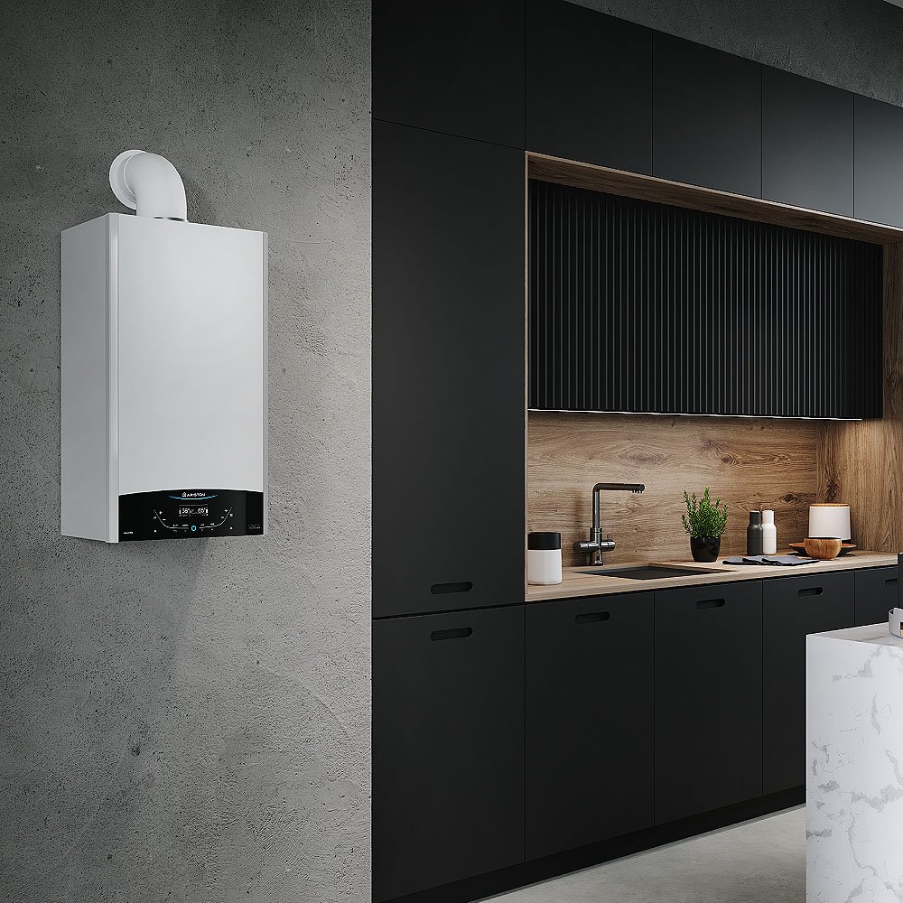 Centrala termica pe gaz in condensare ARISTON Genus One+, 35 kW, WiFi, Schimbator de caldura inox, Kit evacuare inclus, 3+2 ani extragarantie