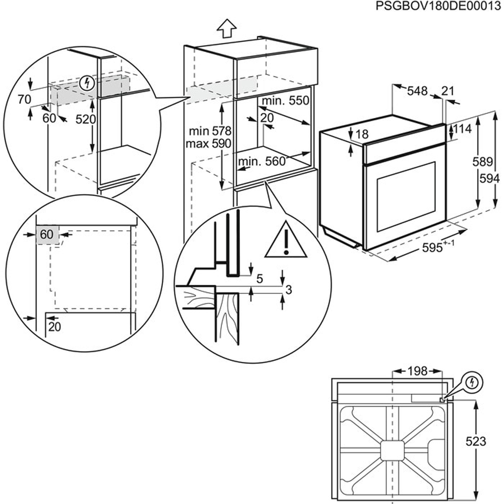Cuptor incorporabil AEG SurroundCook TU5AB21FSB, Electric, Autocuratare AquaClean, 72 l, Clasa A+, negru