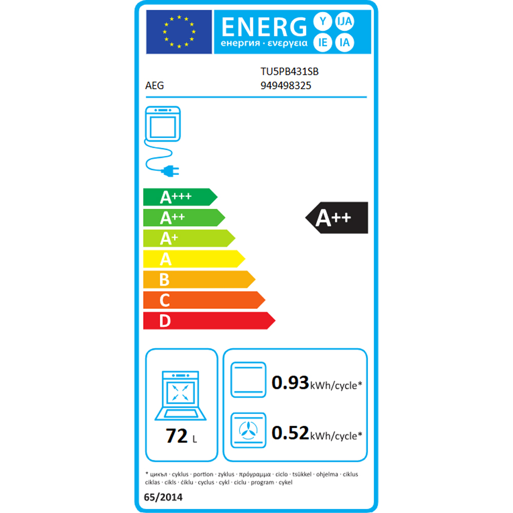Cuptor incorporabil AEG SurroundCook TU5PB431SB, Electric, Autocuratare pirolitica, 72 l, Clasa A++, Wi-Fi, negru