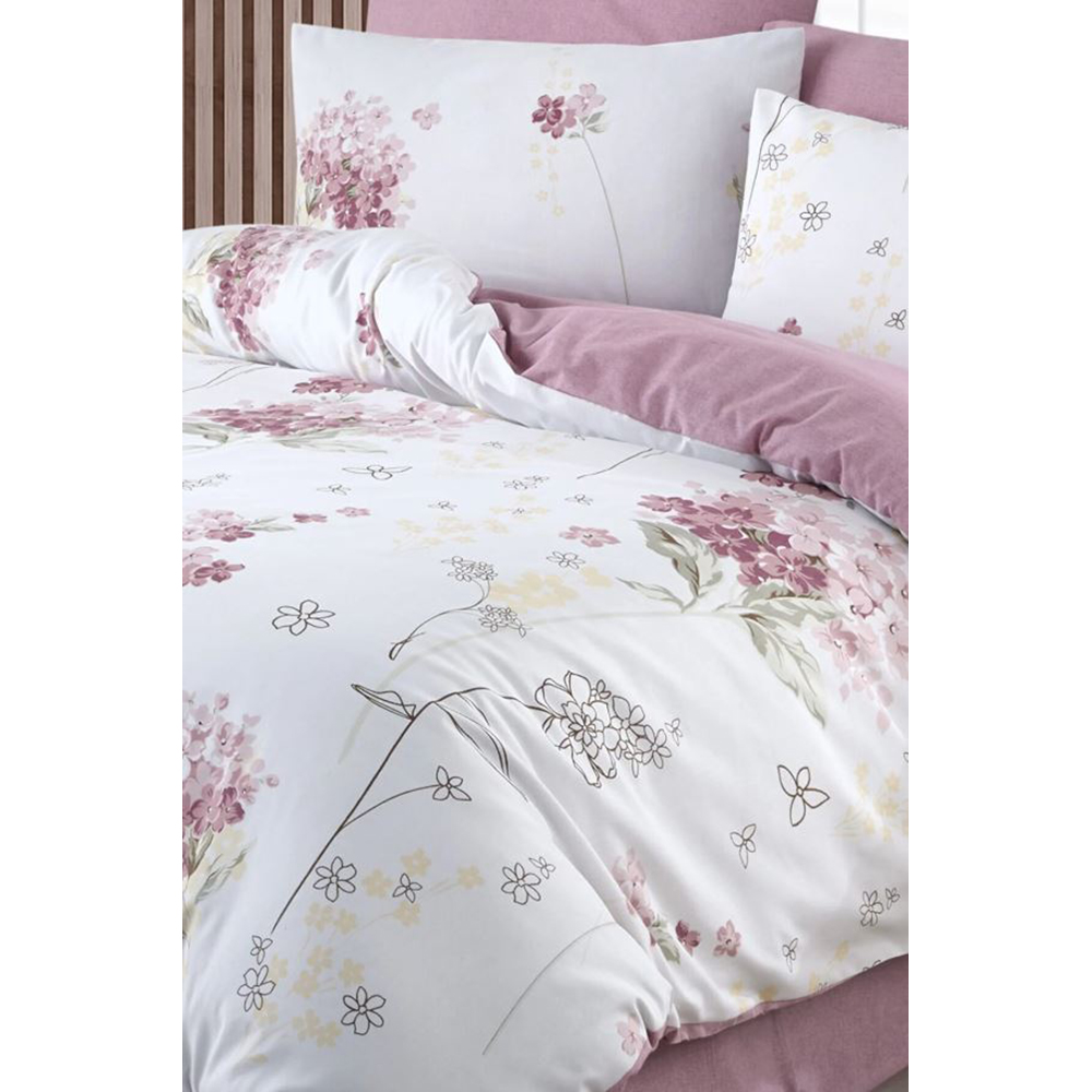 Lenjerie de pat Duo Flowers, 2 persoane, 65% bumbac + 35% poliester, 160 x 200 cm, 4 piese