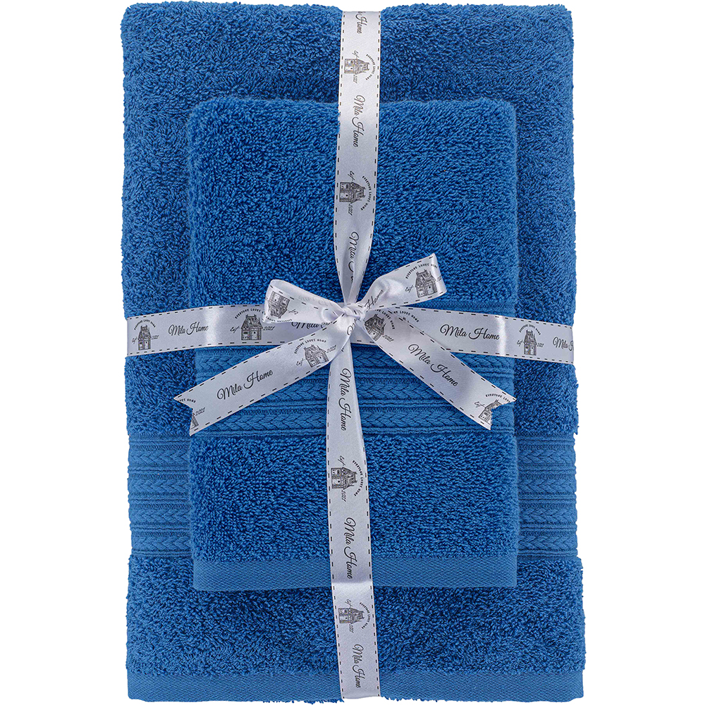 Set 2 prosoape baie MILA HOME Donatella, 70 x 140 cm, 50 x 90 cm, bumbac, navy