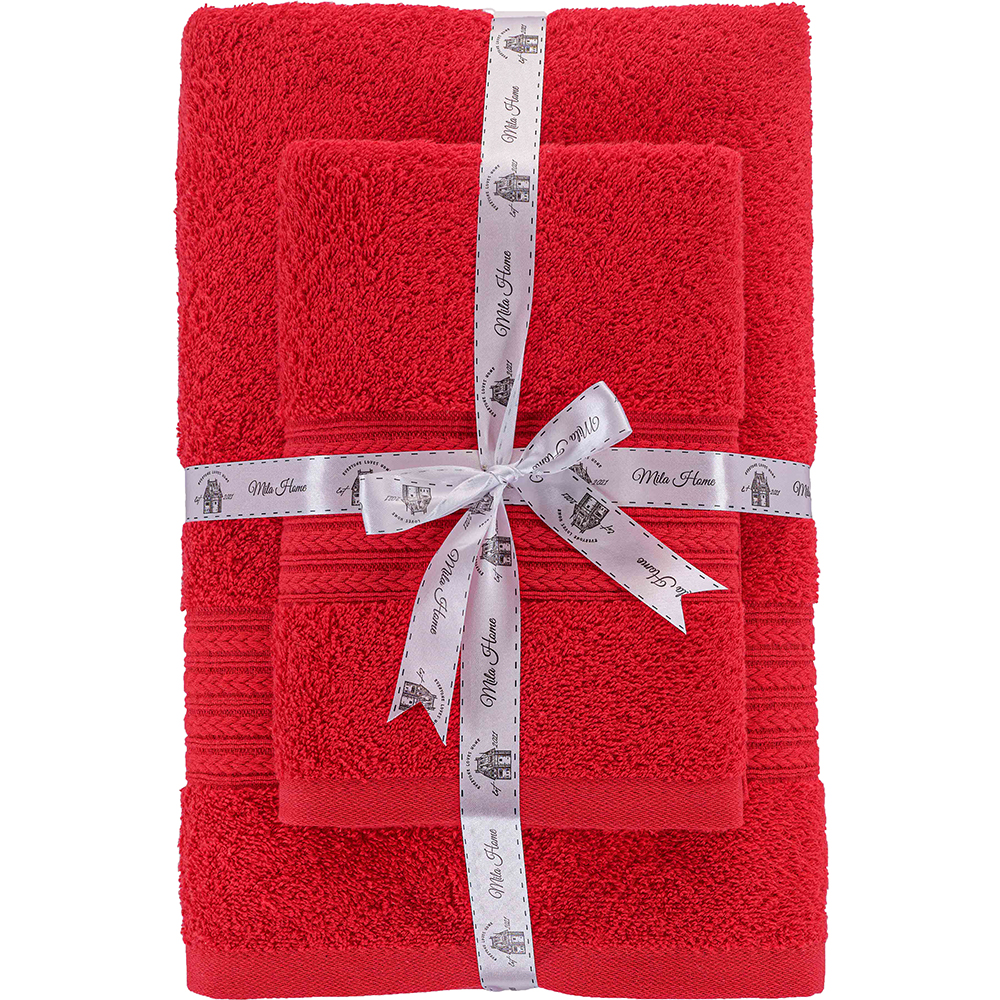 Set 2 prosoape baie MILA HOME Donatella, 70 x 140 cm, 50 x 90 cm, bumbac, rosu