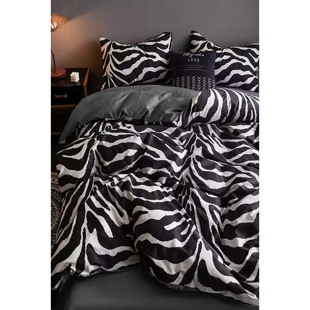 Lenjerie de pat Duo Zebra, 2 persoane, 100% bumbac, 160 x 200 cm, 4 piese