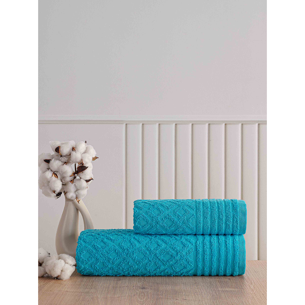 Set 2 prosoape baie MILA HOME Sara, 70 x 140 cm, 50 x 90 cm, bumbac, albastru