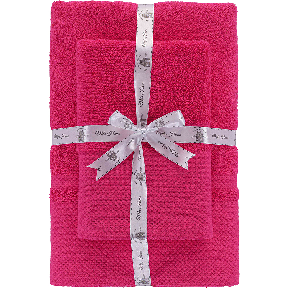 Set 2 prosoape baie MILA HOME Berna, 70 x 140 cm, 50 x 90 cm, bumbac, roz