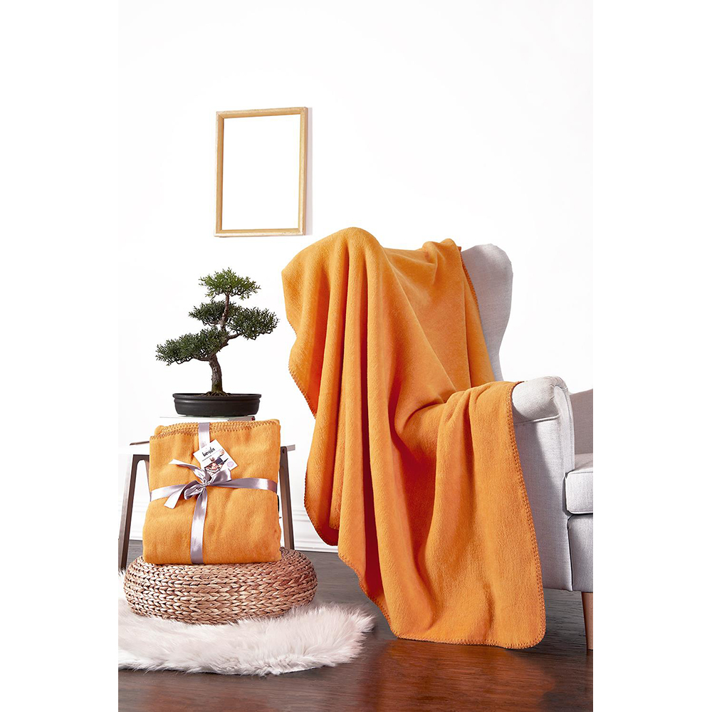 Patura MILA HOME BAT47, 125 x 155 cm, bumbac + acril + poliester, portocaliu