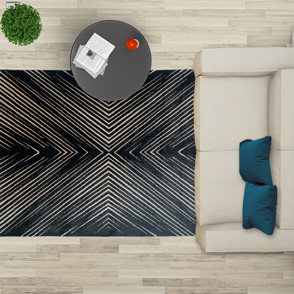 Covor living / dormitor Cosmos, 80 x 150 cm, bumbac, alb-negru