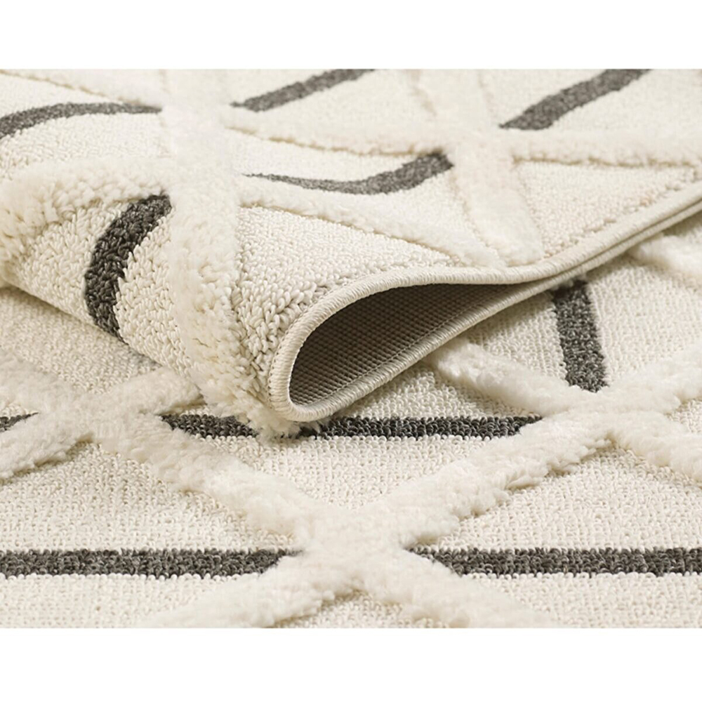 Covor living / dormitor Shaggy, 80 x 150 cm, polipropilena, bej-negru