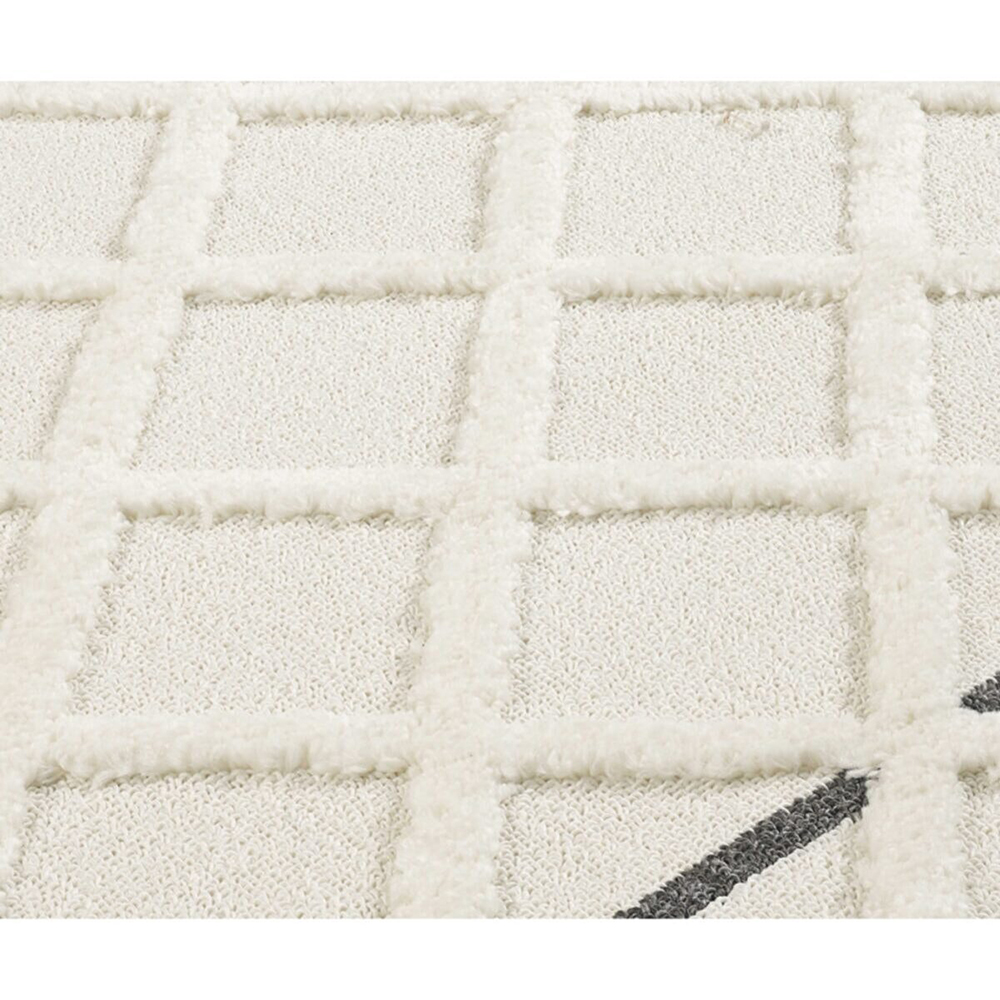 Covor living / dormitor Shaggy, 80 x 150 cm, polipropilena, bej-negru