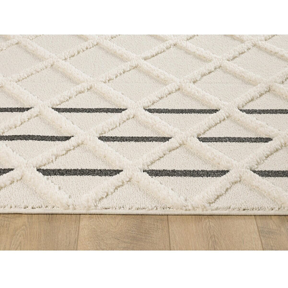 Covor living / dormitor Shaggy, 80 x 150 cm, polipropilena, bej-negru