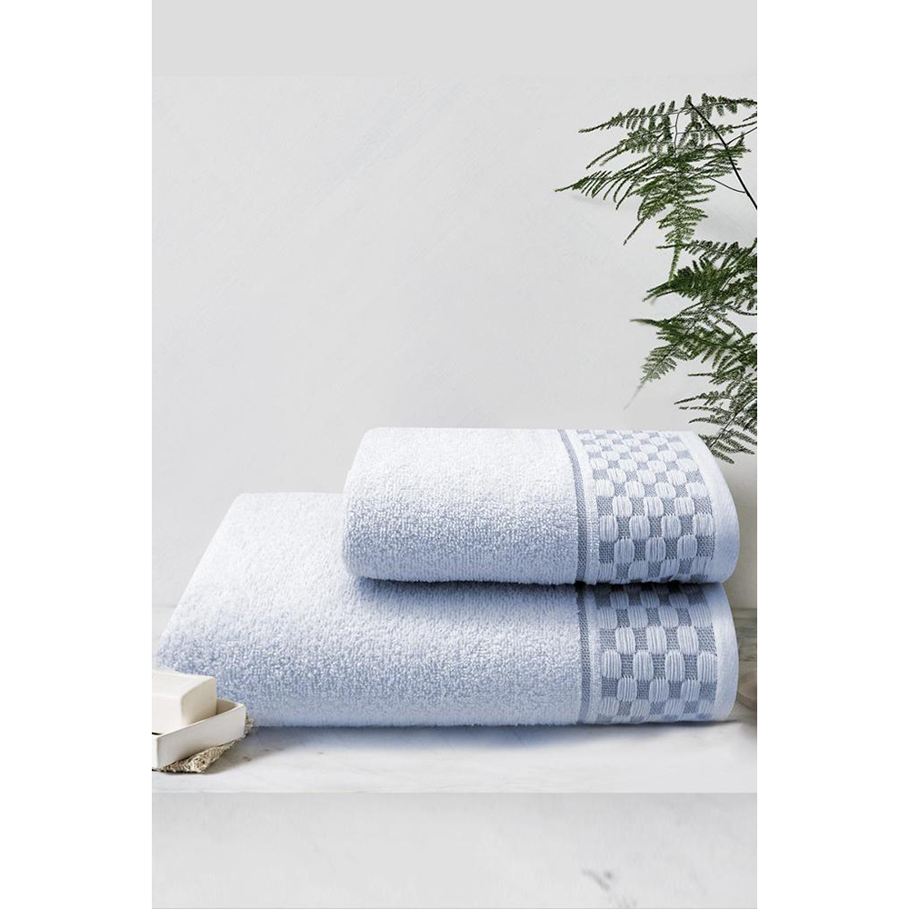 Set 2 prosoape baie MILA HOME Circle, 50 x 90 cm, 70 x 140 cm, bumbac, albastru