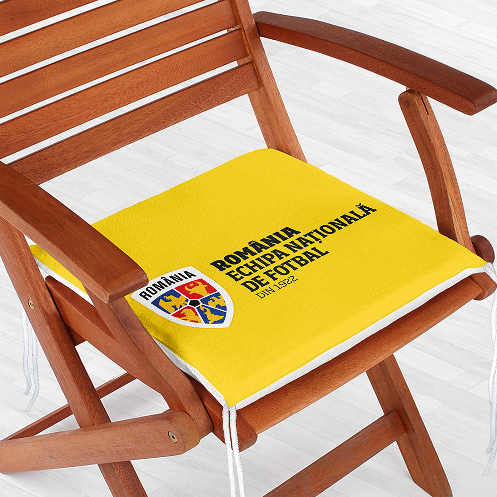 Perna scaun ECHIPA NATIONALA DE FOTBAL A ROMANIEI, 42 x 42 cm, galben