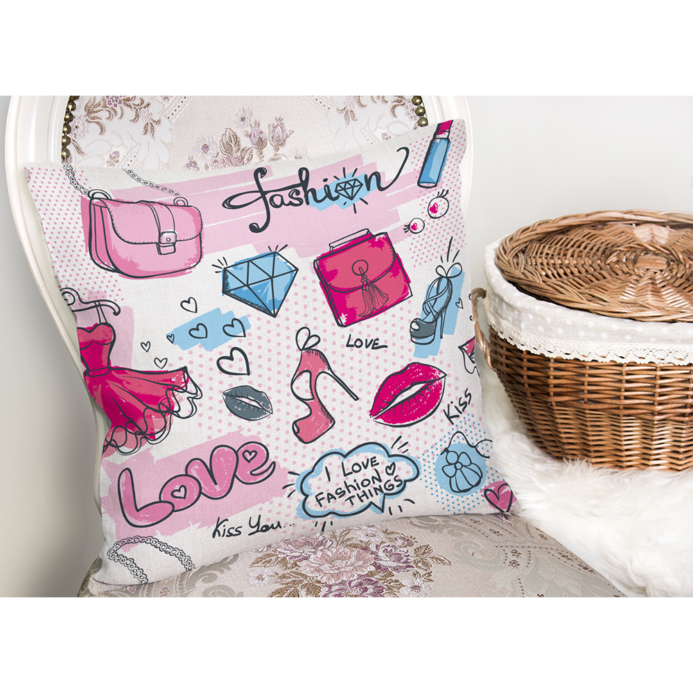 Fata perna decorativa Fashion Accessories, 30% bumbac + 70% poliester, 43 x 43 cm, multicolor