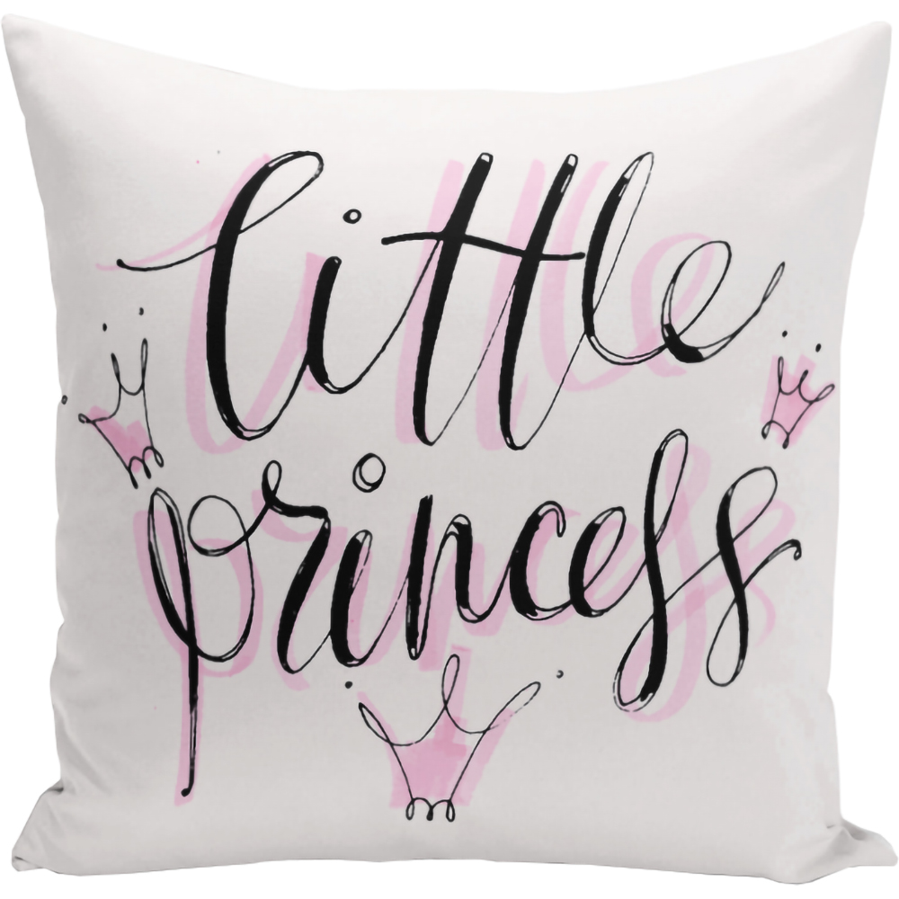 Fata perna decorativa Little Princess, 30% bumbac + 70% poliester, 43 x 43 cm, alb-roz