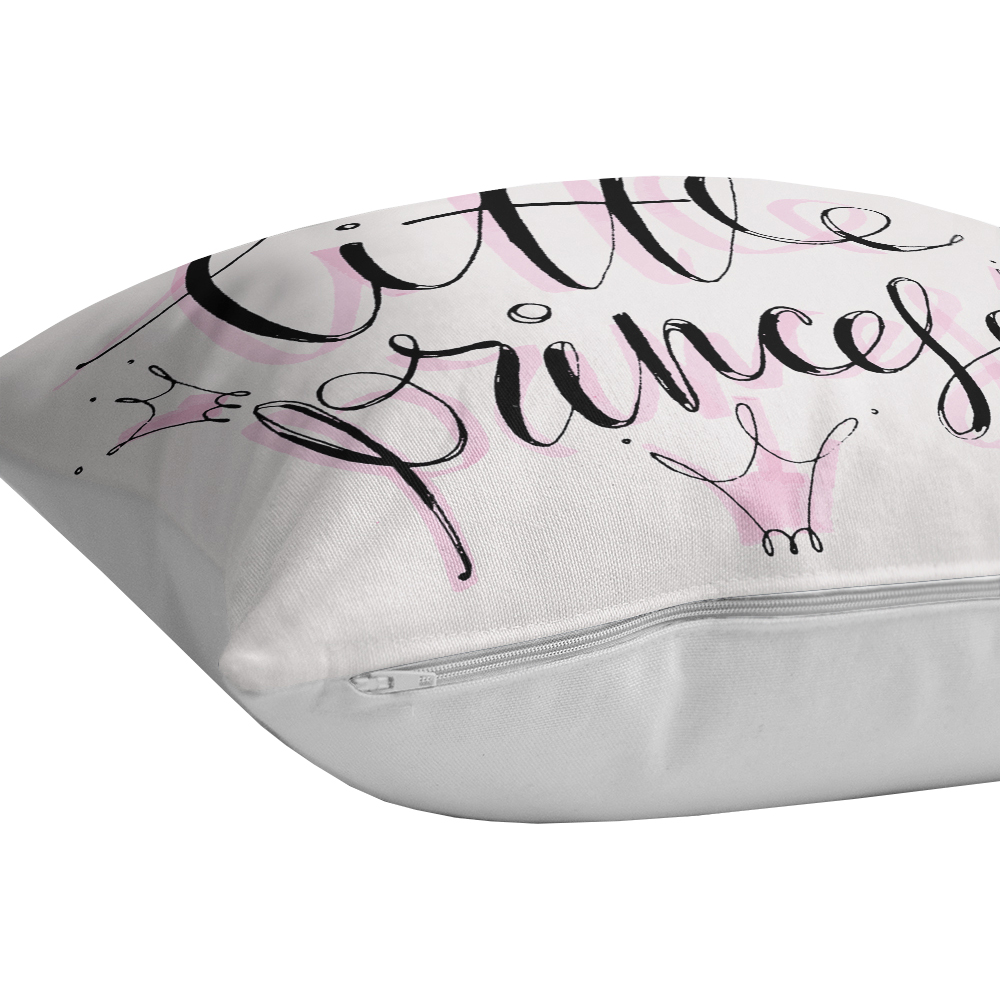 Fata perna decorativa Little Princess, 30% bumbac + 70% poliester, 43 x 43 cm, alb-roz
