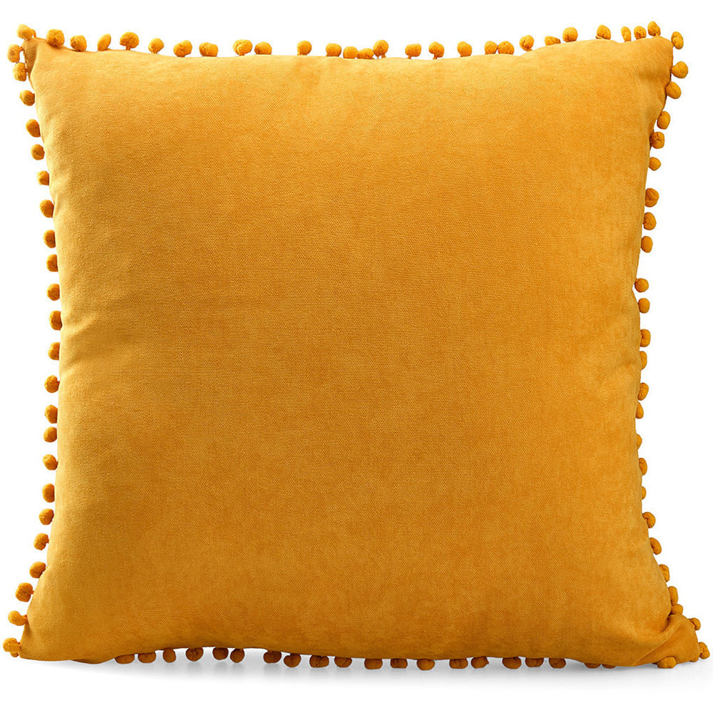Fata perna decorativa Pompom, 100% poliester, 45 x 45 cm, galben