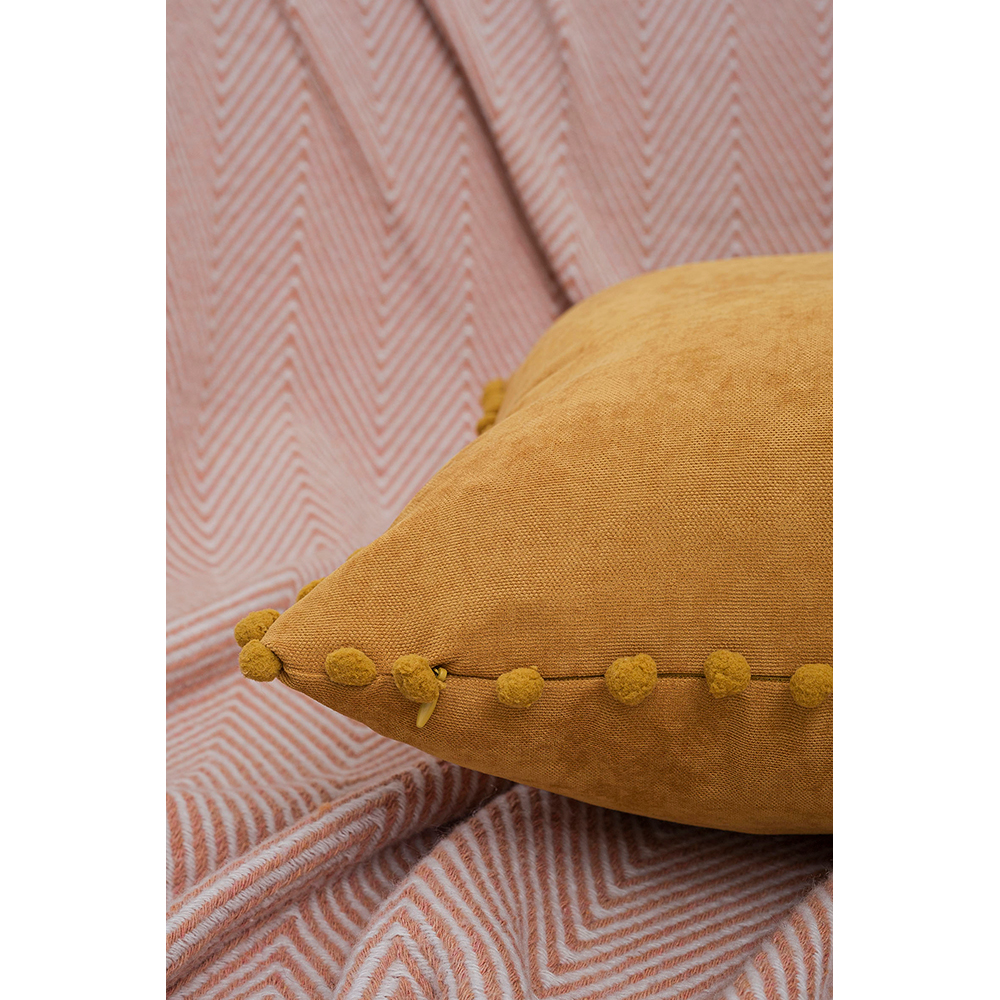 Fata perna decorativa Pompom, 100% poliester, 45 x 45 cm, portocaliu