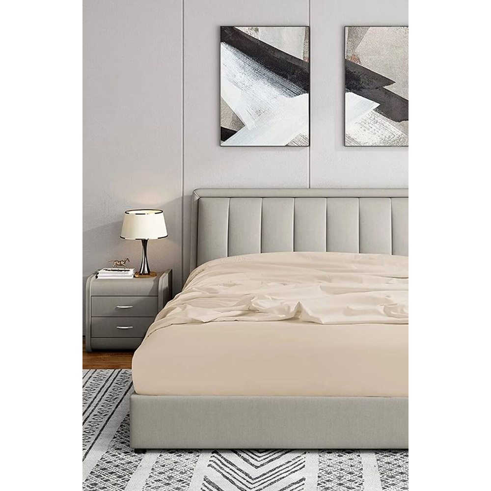 Cearsaf cu elastic pat MILA HOME, 100% bumbac ranforce, 160 x 200 cm, bej