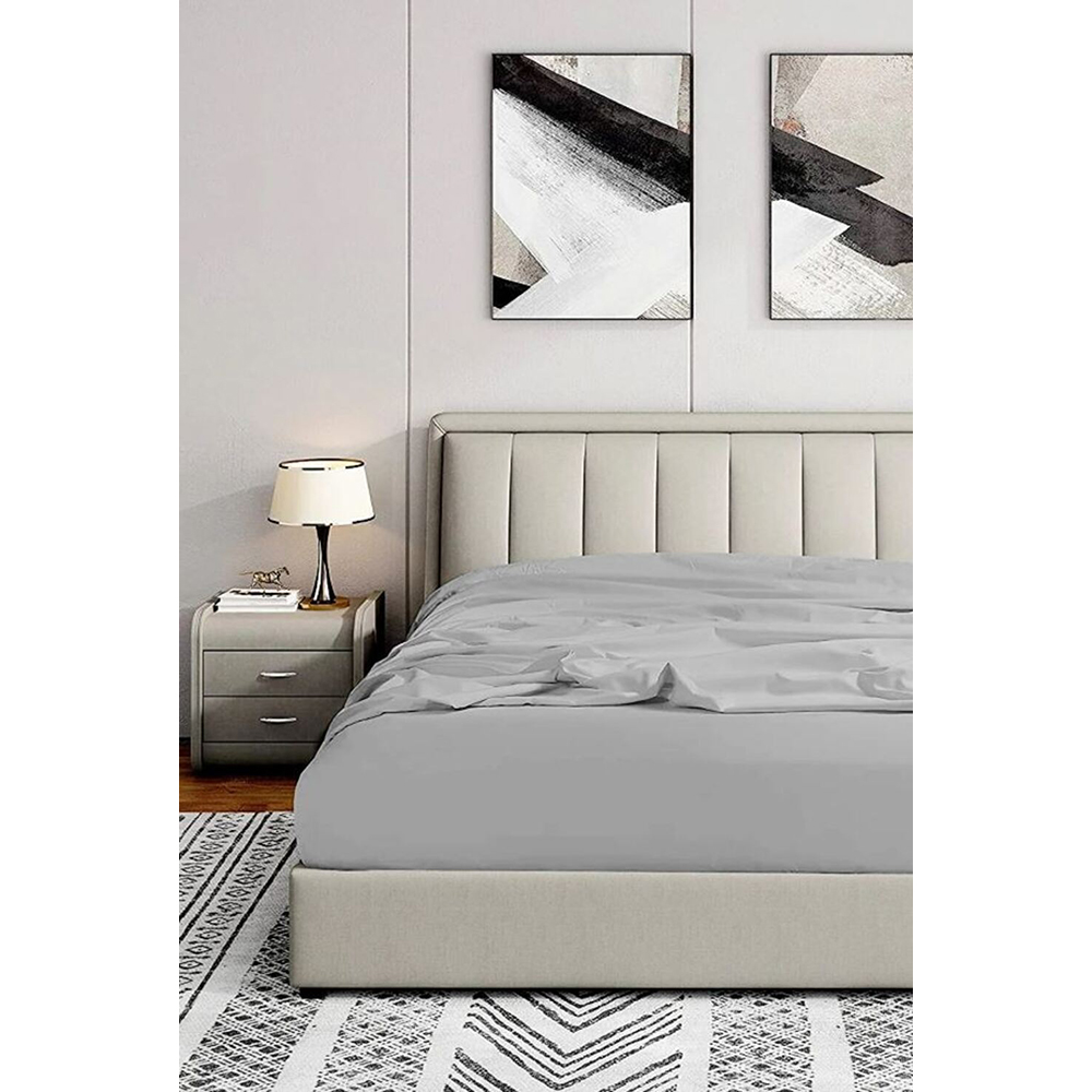 Cearsaf cu elastic pat MILA HOME, 100% bumbac ranforce, 180 x 200 cm, gri