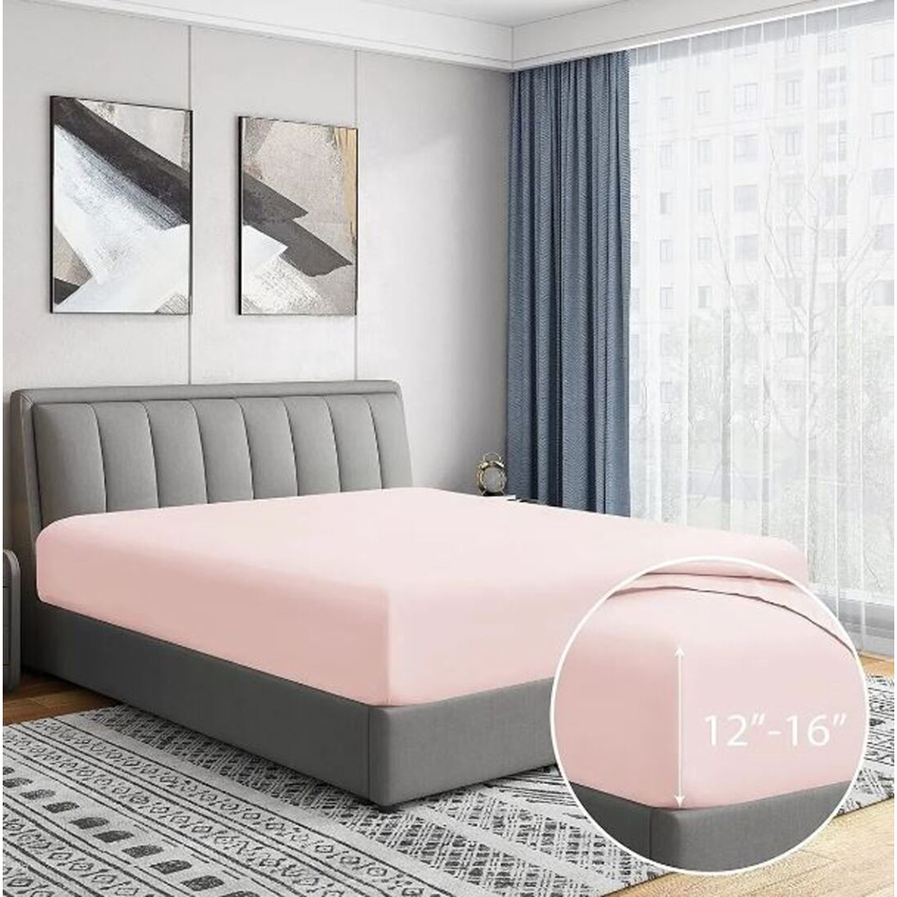 Cearsaf cu elastic pat MILA HOME, 100% bumbac ranforce, 160 x 200 cm, roz