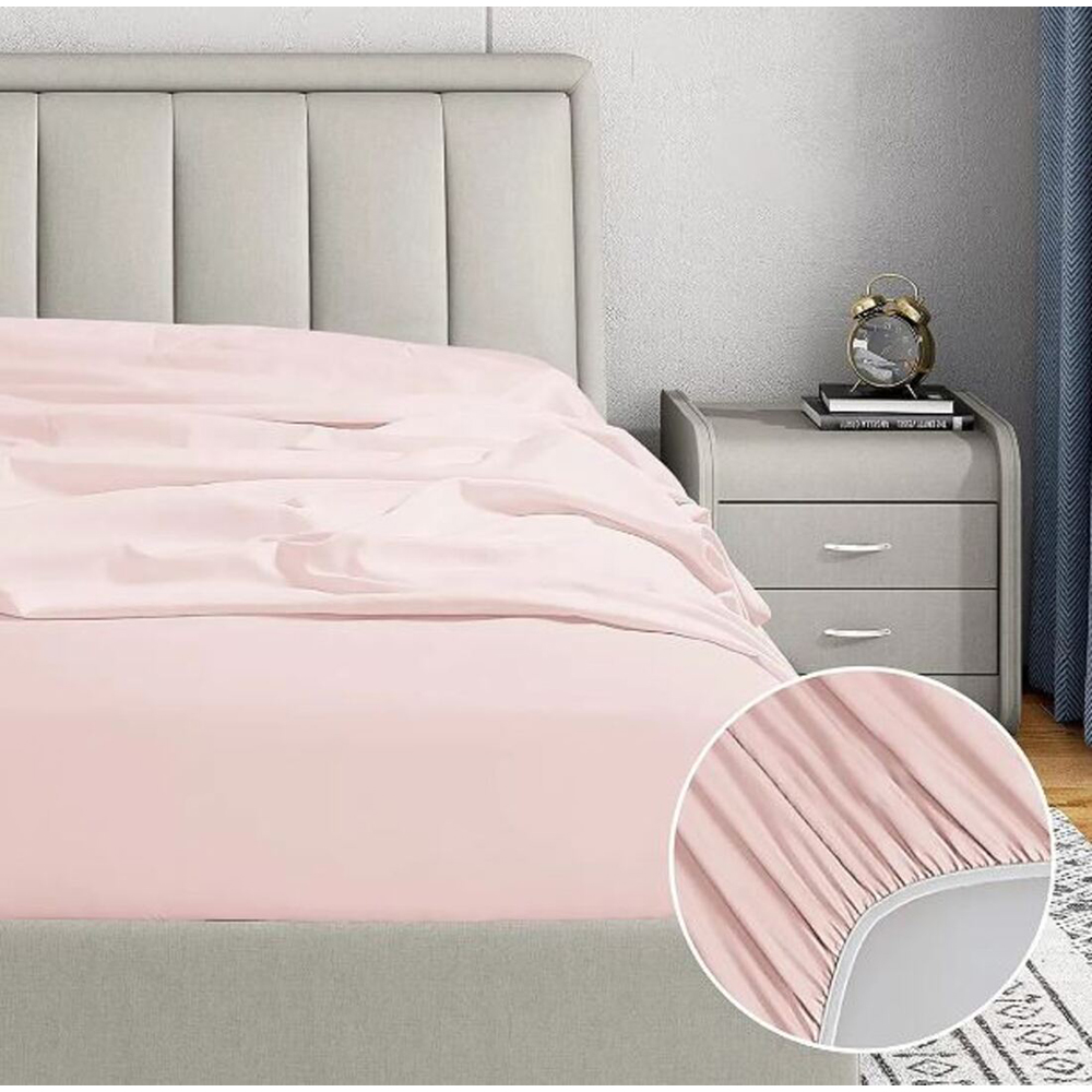Cearsaf cu elastic pat MILA HOME, 100% bumbac ranforce, 160 x 200 cm, roz
