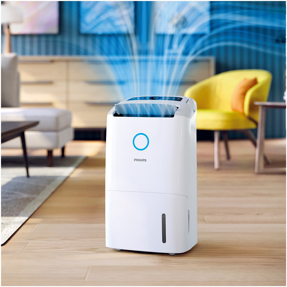 Dezumidificator si purificator aer PHILIPS Seria 5000 DE5305/11, 26.5 l/zi, 4l, 270 m3/h, 245W, 54dB, HEPA NanoProtect, alb