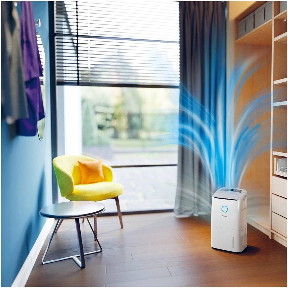 Dezumidificator si purificator aer PHILIPS Seria 5000 DE5305/11, 26.5 l/zi, 4l, 270 m3/h, 245W, 54dB, HEPA NanoProtect, alb