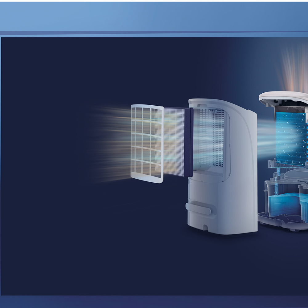Dezumidificator si purificator aer PHILIPS Seria 5000 DE5305/11, 26.5 l/zi, 4l, 270 m3/h, 245W, 54dB, HEPA NanoProtect, alb