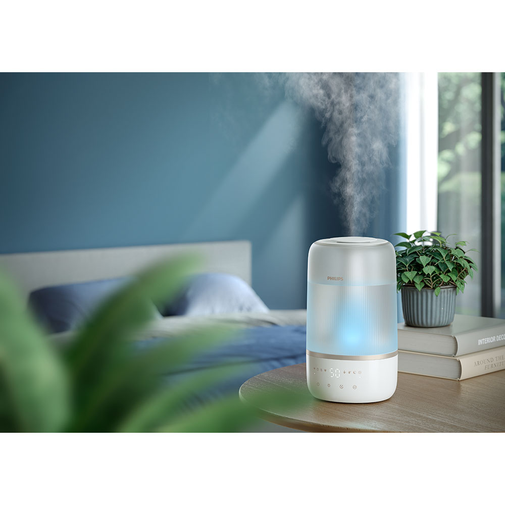 Umidificator PHILIPS HU1510/04, 3L, Wi-Fi, Mod nocturn, alb