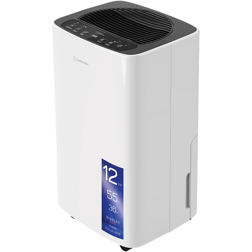 Dezumidificator aer Turbionaire SENSO 12 SG, 12 l/zi, 185W, 36dB, 120 m/h, Timer, alb