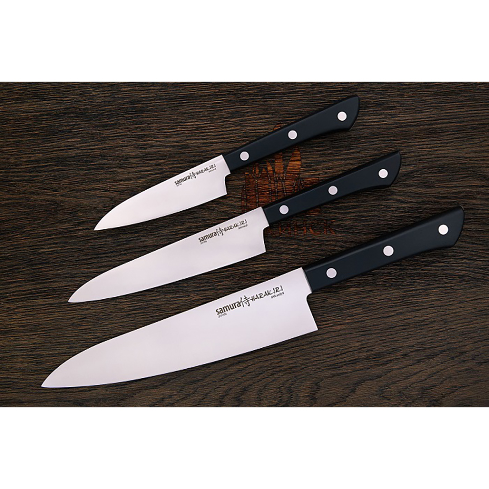 Set cutite SAMURA Harakiri SHR-0220B, 3 piese, 9.9 - 20.8cm, otel, negru