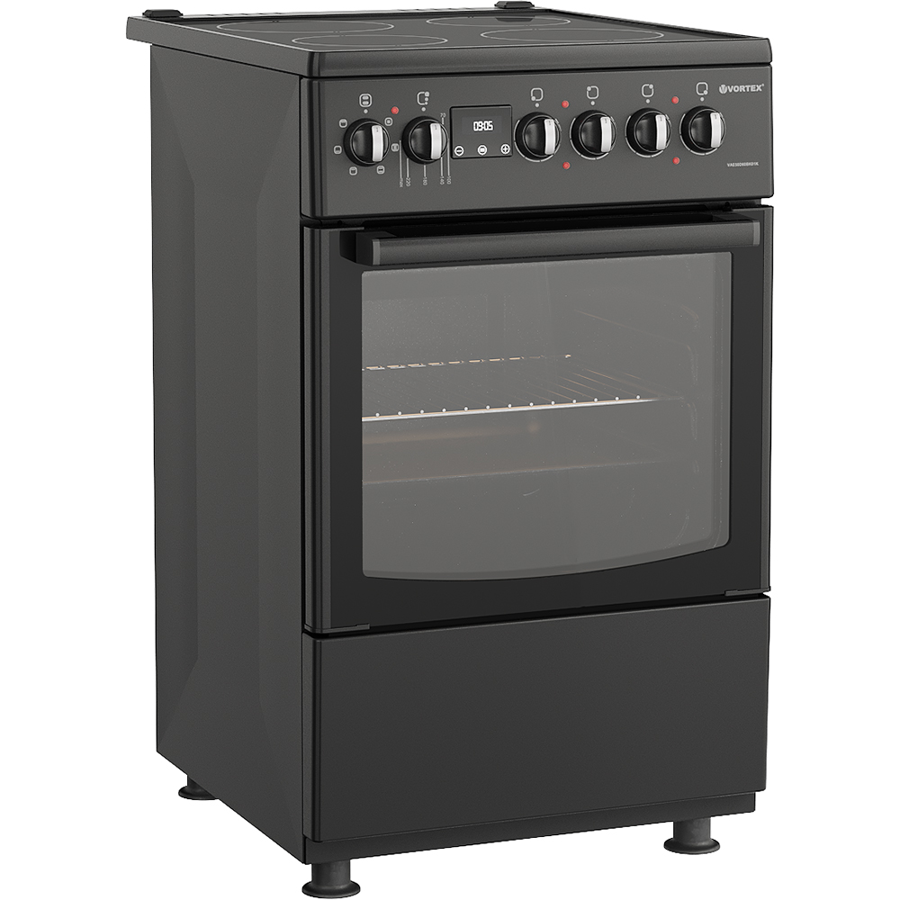 Aragaz VORTEX VAE50D60BK01K, 4 arzatoare, Electric, L 50 cm, Grill, negru