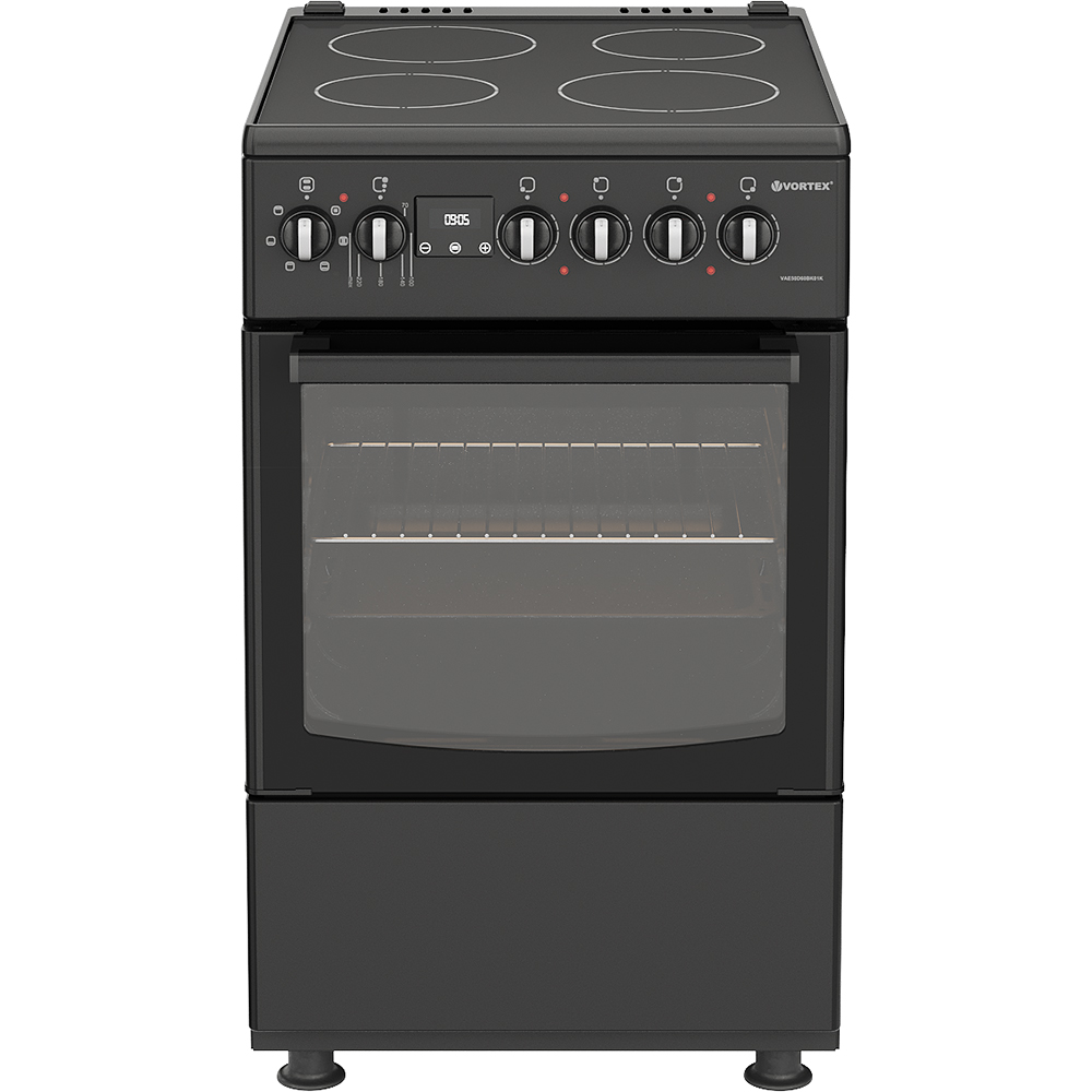 Aragaz VORTEX VAE50D60BK01K, 4 arzatoare, Electric, L 50 cm, Grill, negru