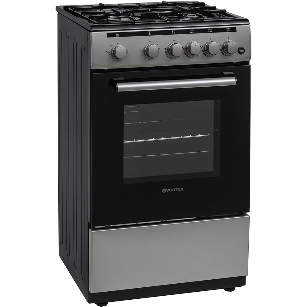 Aragaz VORTEX VAG5050SS01V, 4 arzatoare, Gaz, L 50 cm, Grill, argintiu