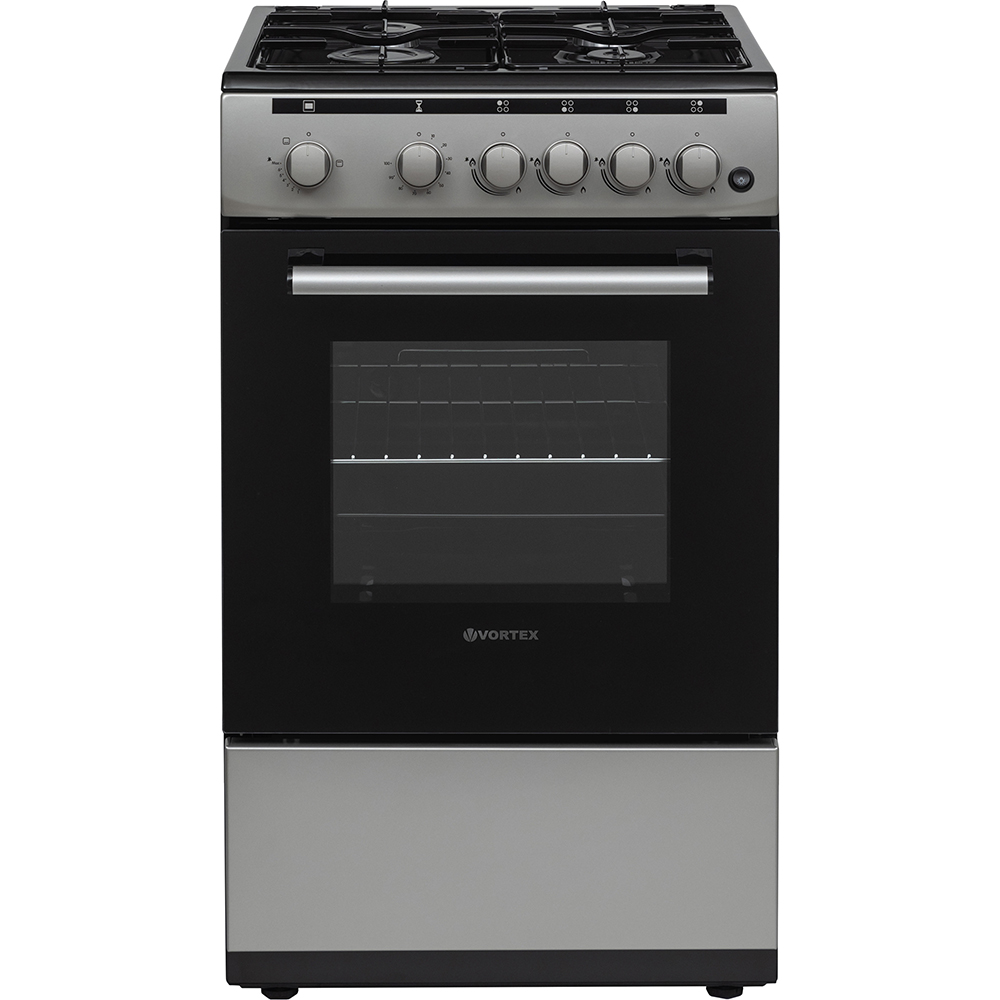Aragaz VORTEX VAG5050SS01V, 4 arzatoare, Gaz, L 50 cm, Grill, argintiu