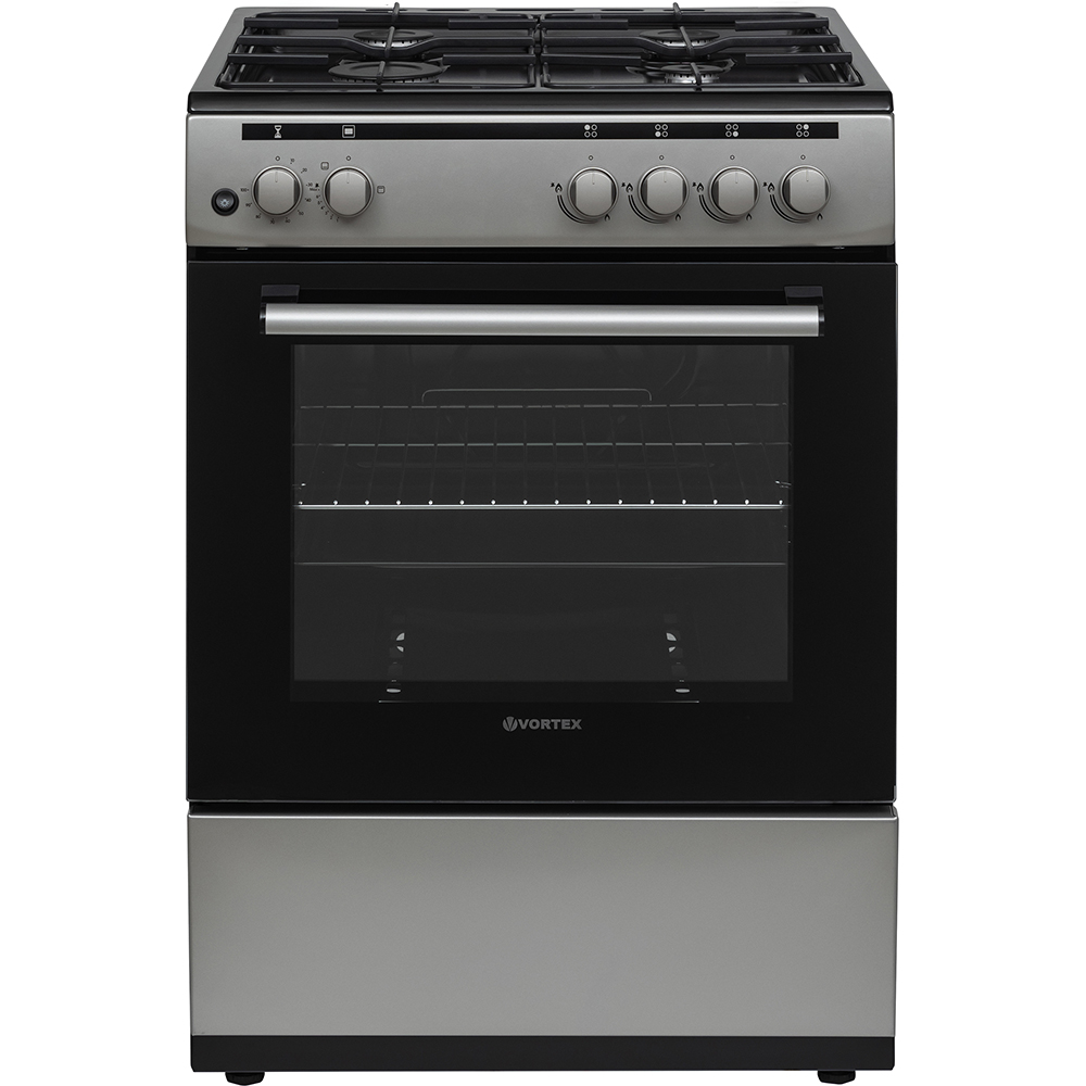 Aragaz VORTEX VAG6060SS01V, 4 arzatoare, Gaz, L 60 cm, Grill, argintiu