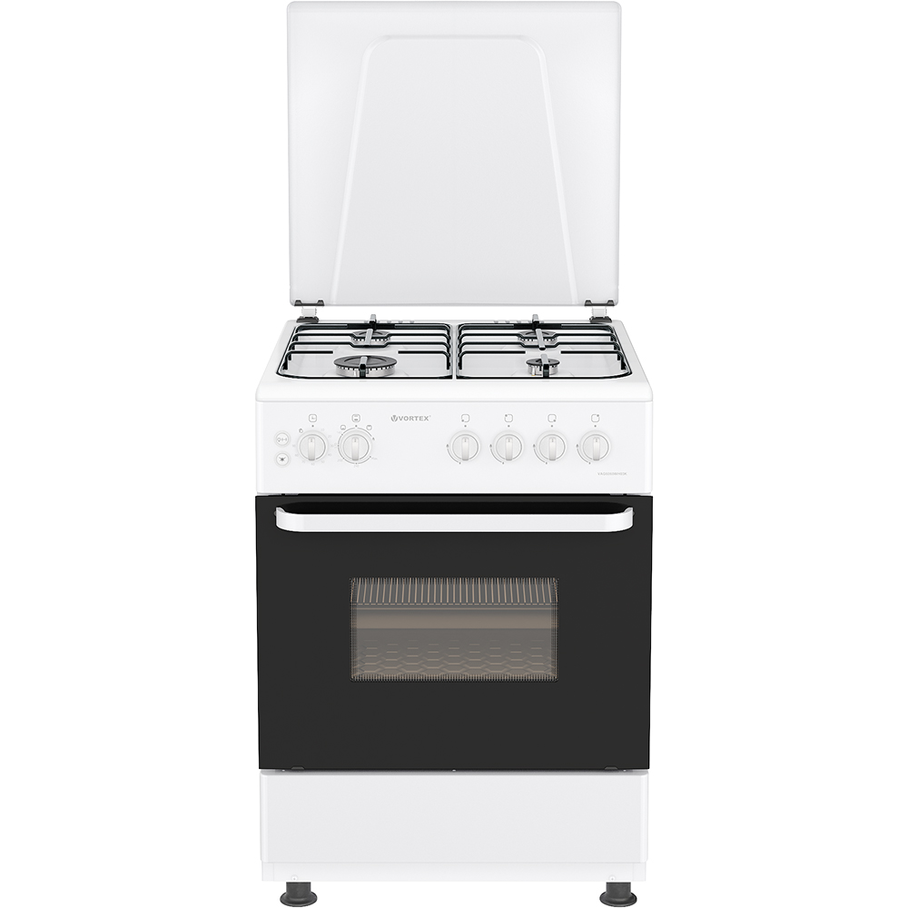 Aragaz VORTEX VAG6060WH03K, 4 arzatoare, Gaz, L 60 cm, Grill, alb