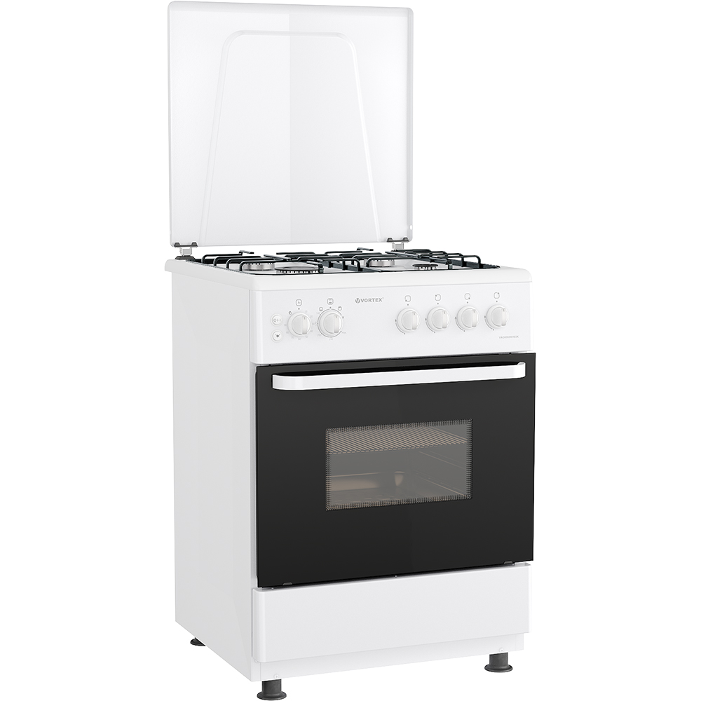 Aragaz VORTEX VAG6060WH03K, 4 arzatoare, Gaz, L 60 cm, Grill, alb