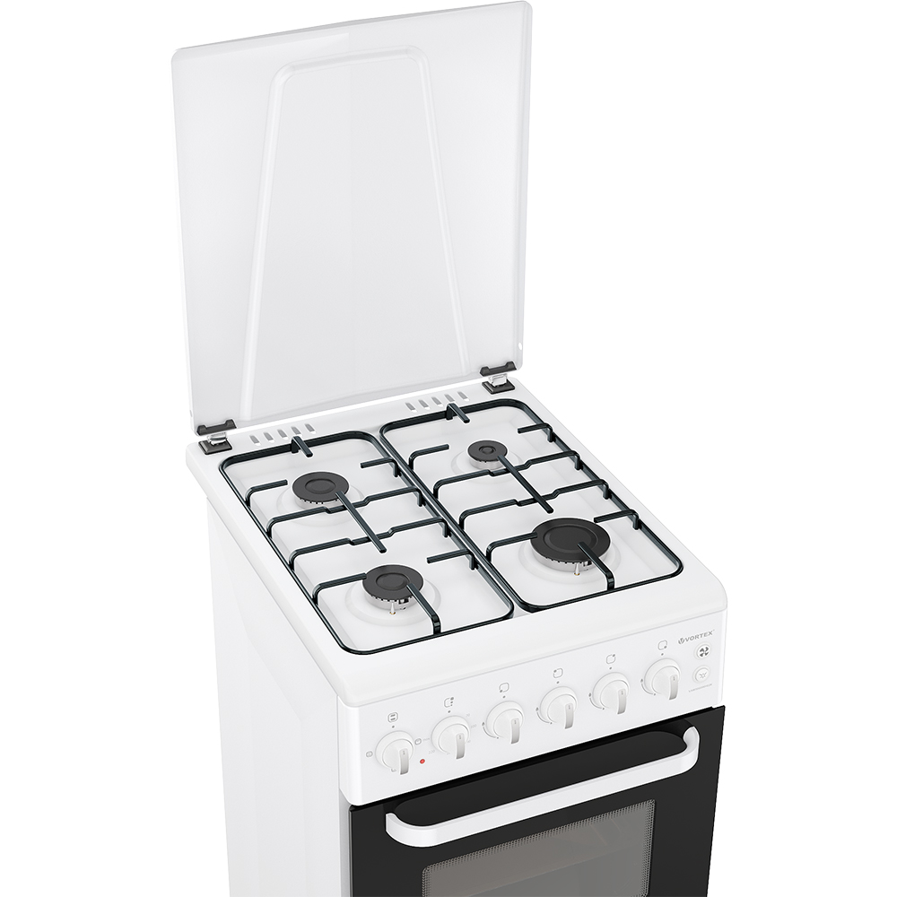 Aragaz VORTEX VAM5060WH02K, 4 arzatoare, Gaz + Electric, L 50 cm, alb