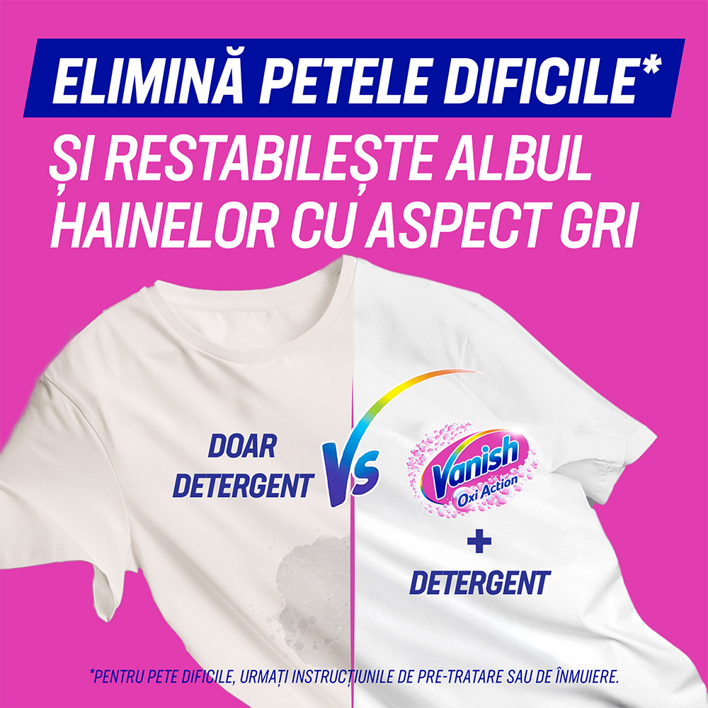 Pudra pentru indepartarea petelor VANISH Oxi Action, haine albe, 470g