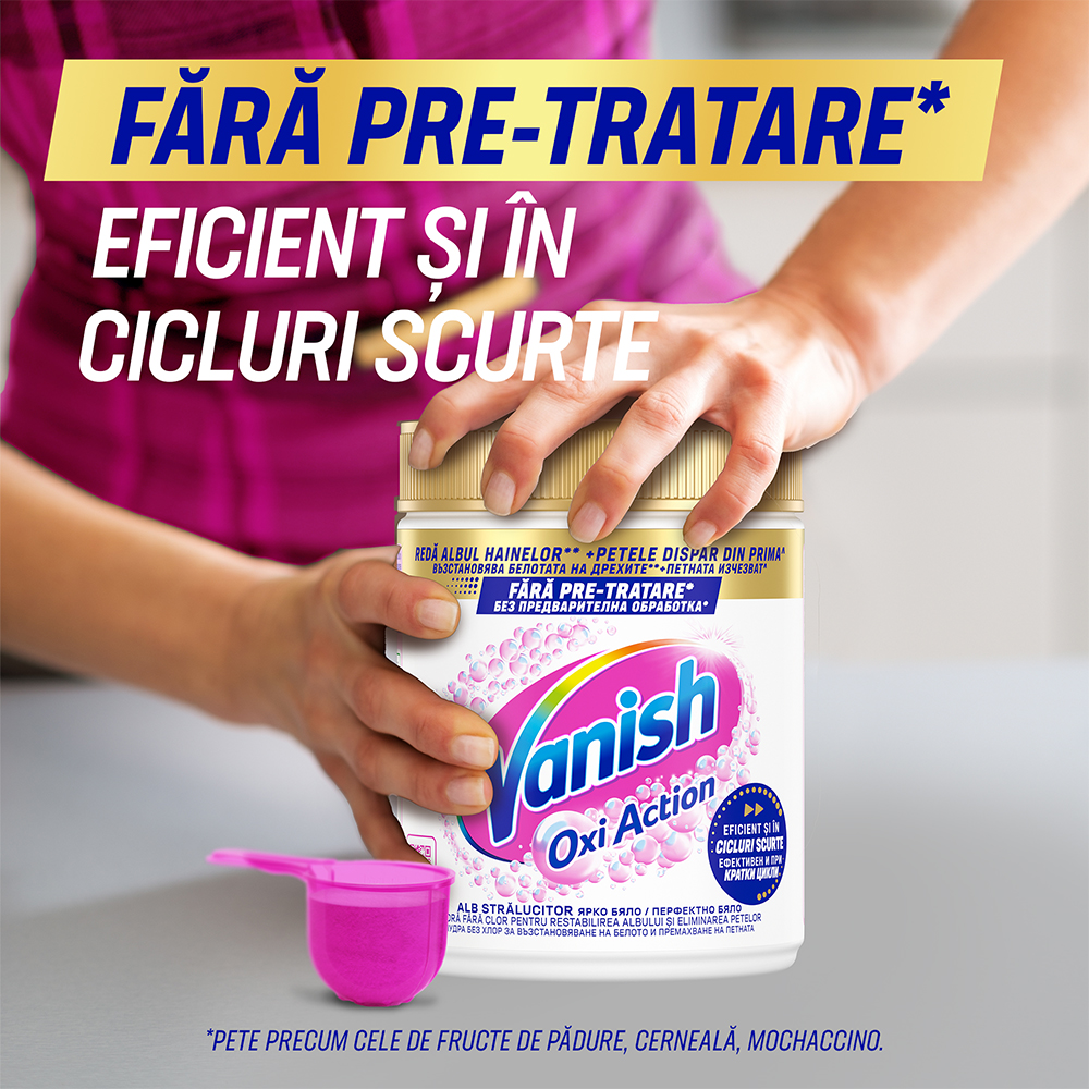 Pudra pentru indepartarea petelor VANISH Oxi Action, haine albe, 470g