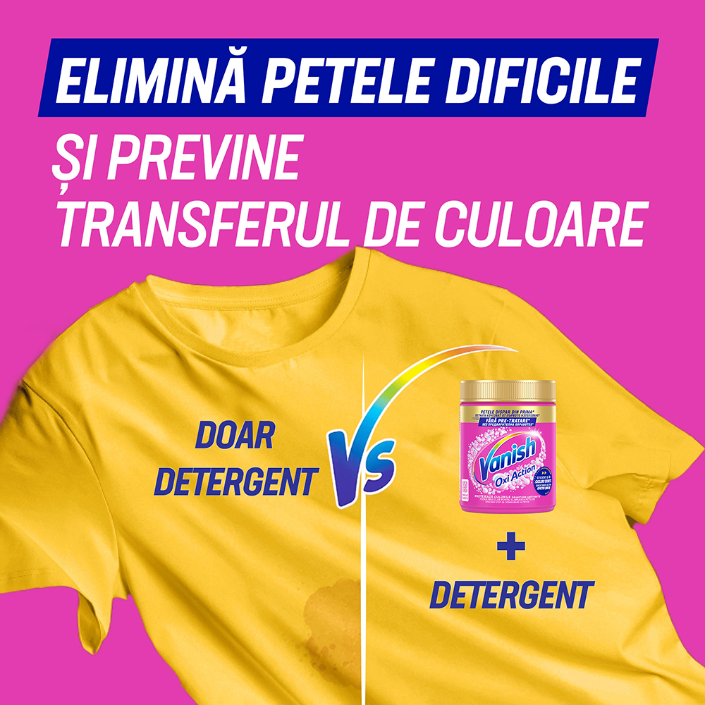 Pudra pentru indepartarea petelor VANISH Oxi Action, haine colorate, 960g