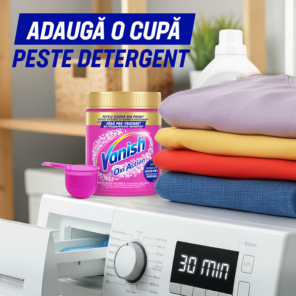 Pudra pentru indepartarea petelor VANISH Oxi Action, haine colorate, 960g