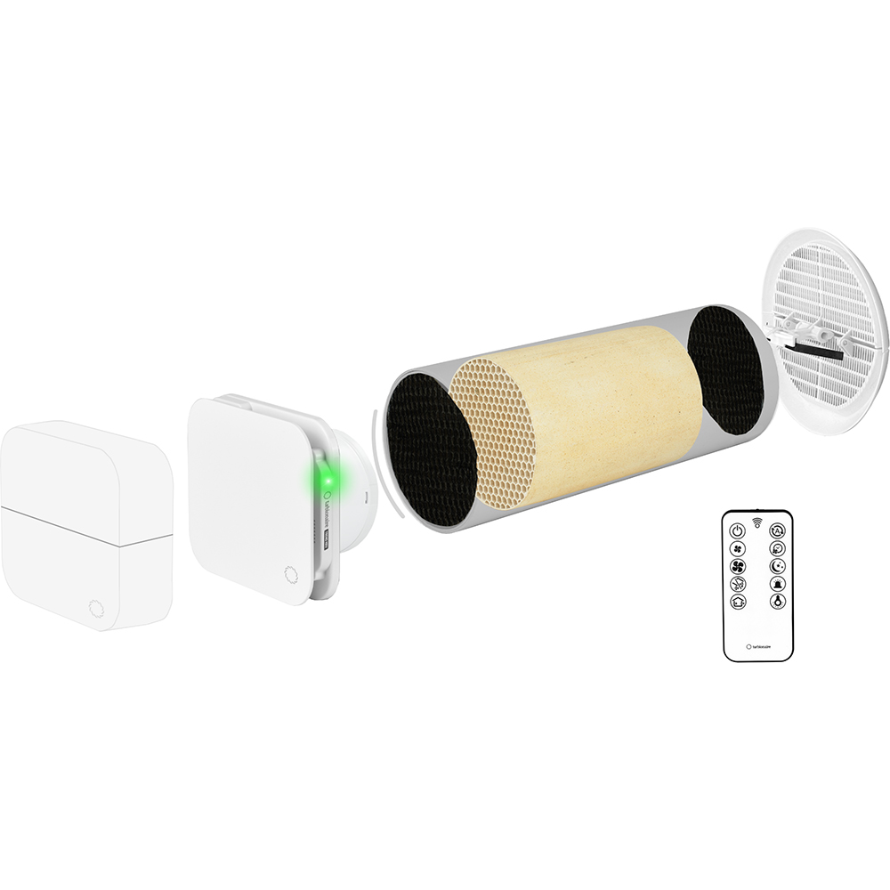 Ventilator cu recuperare de caldura Turbionaire Trend HRV, senzor umiditate, flux de aer reversibil, 1.2W, 31mc/h, 100mm, alb