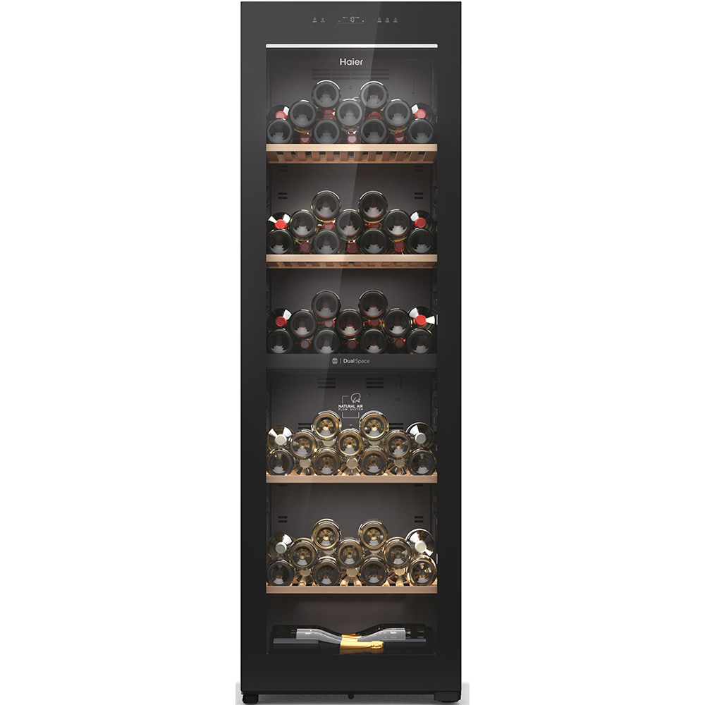 Racitor de vinuri HAIER HWS236GDEH1, 236 sticle, H 190 cm, Clasa E, Wi-Fi, negru