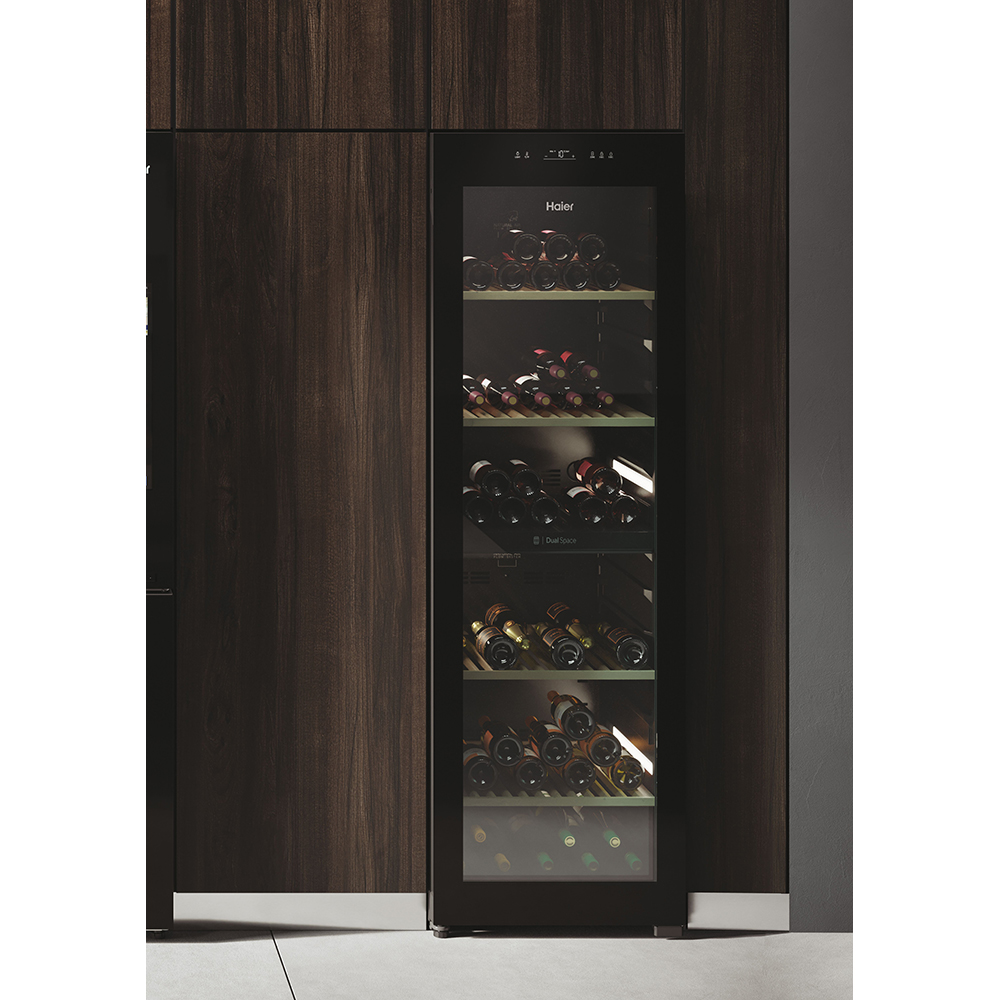 Racitor de vinuri HAIER HWS236GDEH1, 236 sticle, H 190 cm, Clasa E, Wi-Fi, negru
