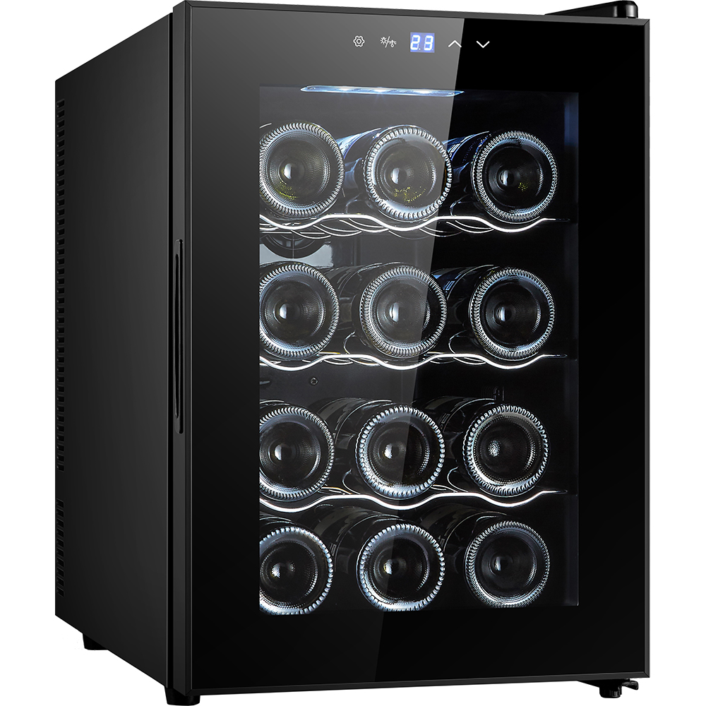 Racitor de vinuri VORTEX VWC4NBK02D, 12 sticle, H 53 cm, Clasa F, negru
