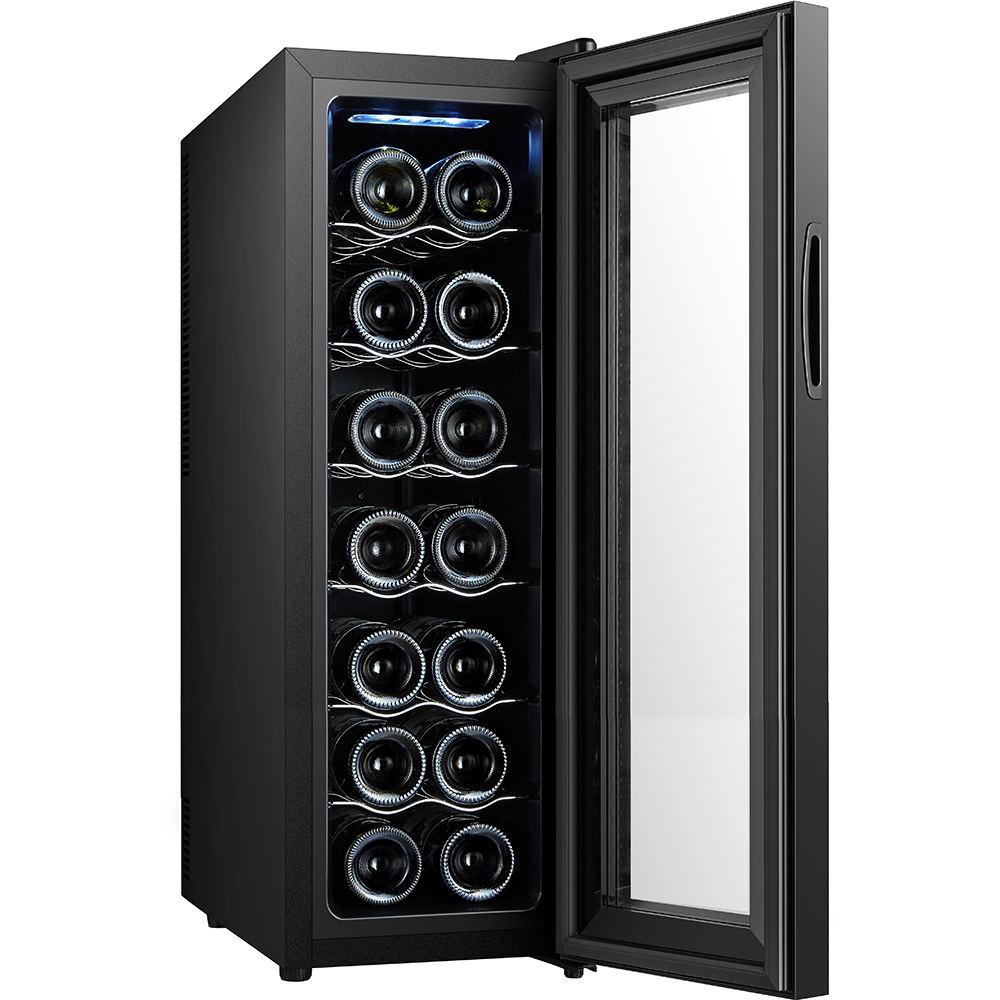 Racitor de vinuri VORTEX VWC5NBK05D, 14 sticle, H 84.5 cm, Clasa G, negru