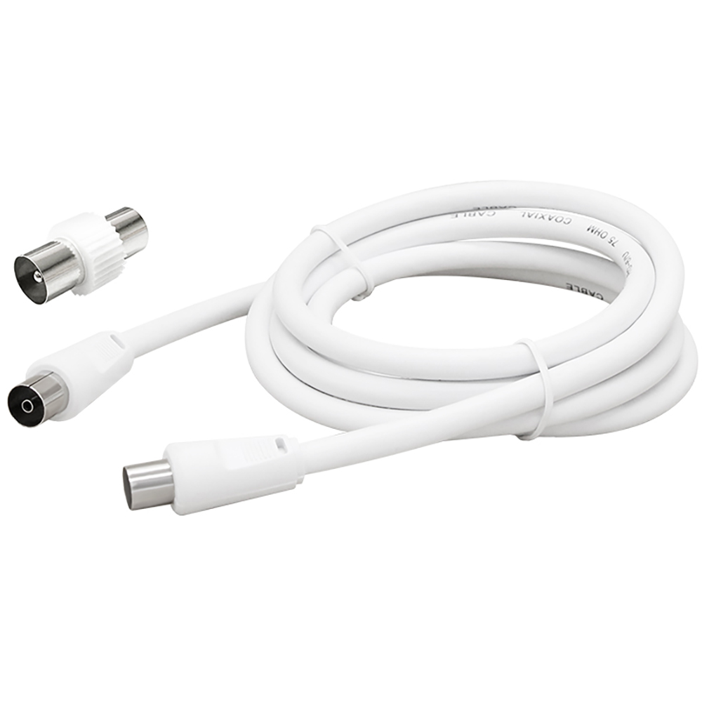 Cablu antena coaxial VORTEX VO2842, 1.5m, alb + Adaptor